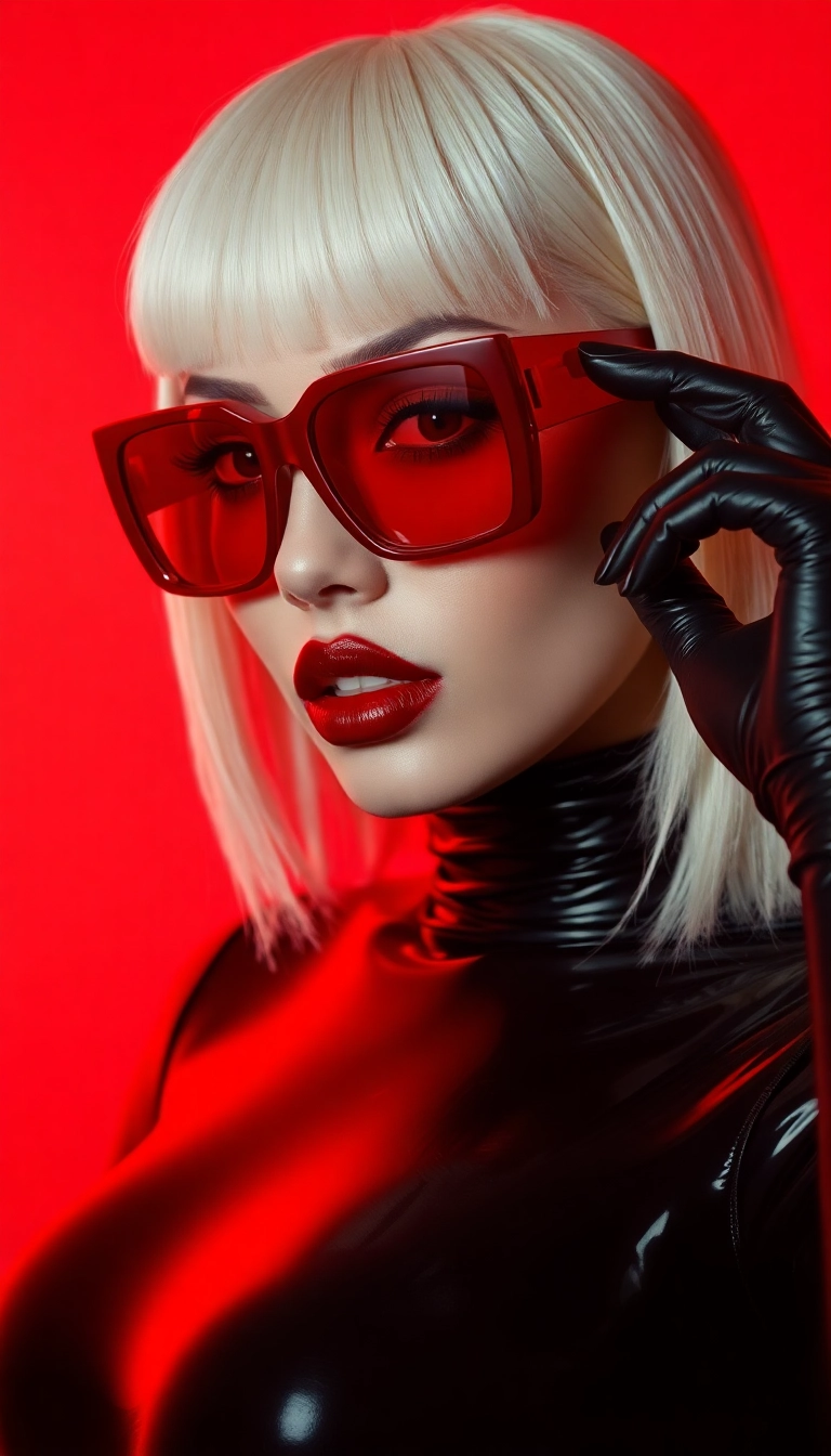 Best Brilliant Y2K Woman Fashion Model in Black and Red Phone Luxurious Background
